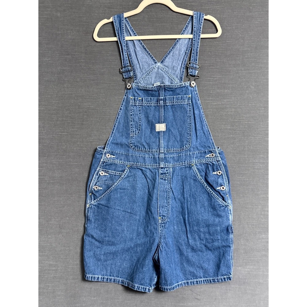 Vintage y2k Old Navy Shortalls L Blue Cotton Denim Bib Overalls Shorts Utility
